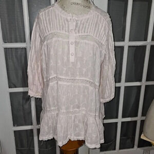 Sundance Womens Pink Mylah‎ Eyelet Shirt Top Blouse Medium